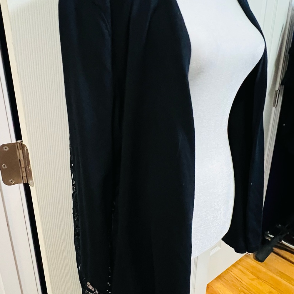 Charter Club 3/4 Sleeve Black Lace Back Sweater - Picture 4 of 7